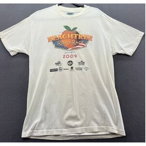 Peachtree Road Race 2009 Shirt Adult Sz L White Graphic Tee